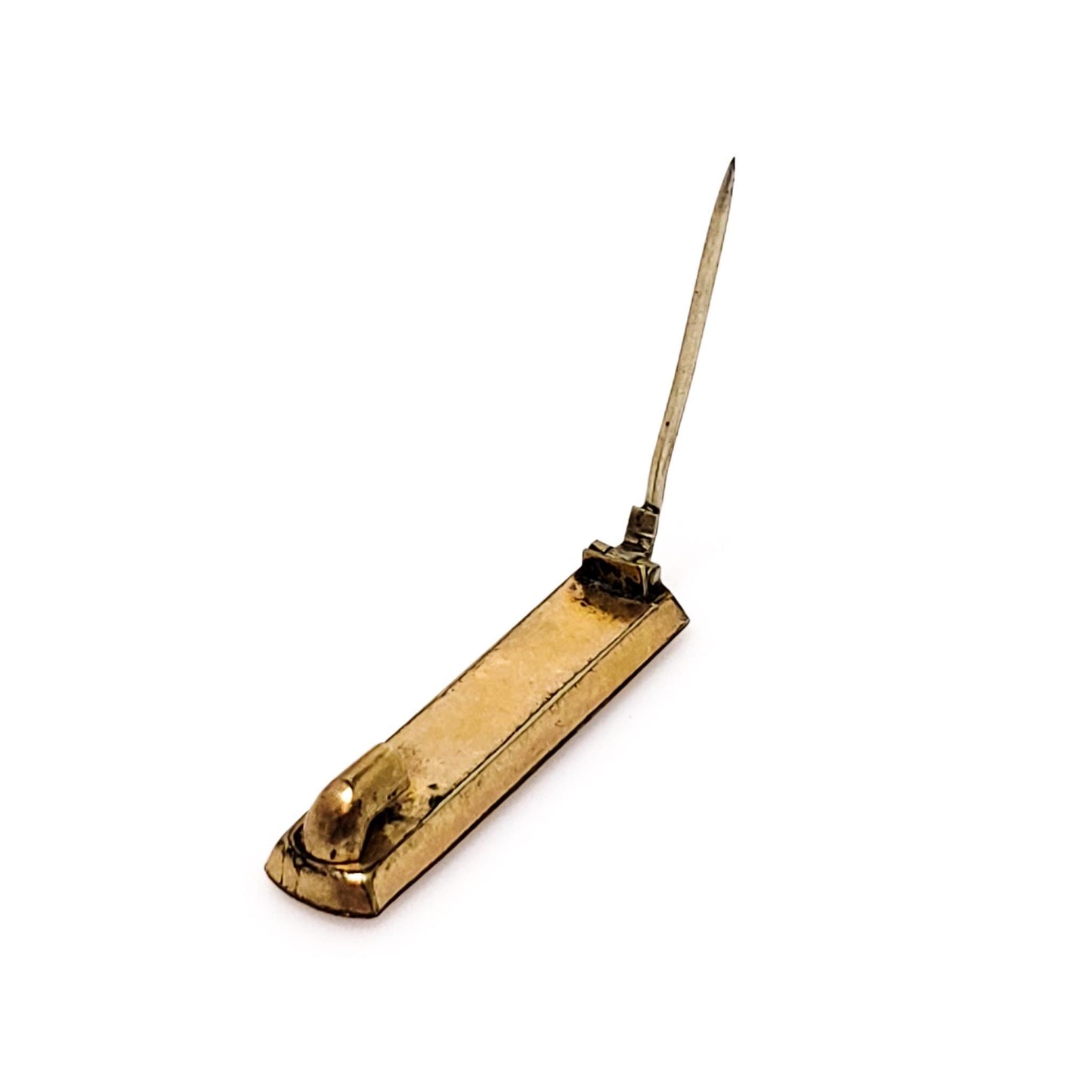 Antique Gold Tip Pin - Edwardian Yellow Gold Filled Tie Pin - Flower Etched Small Bar Pin Brooch - Floral Fathers Day Pin
