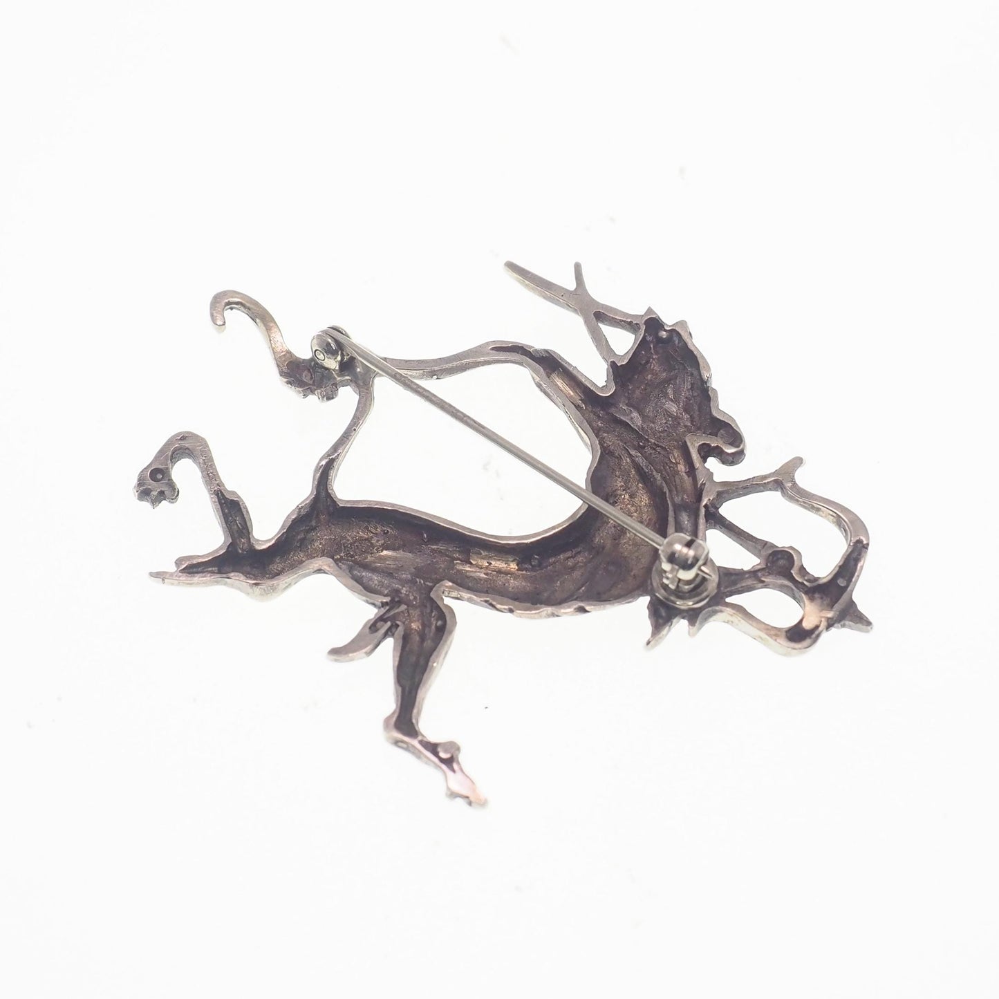 Vintage 1960s Unusual Animal Archer Silver Plate Bow and Arrow Pin