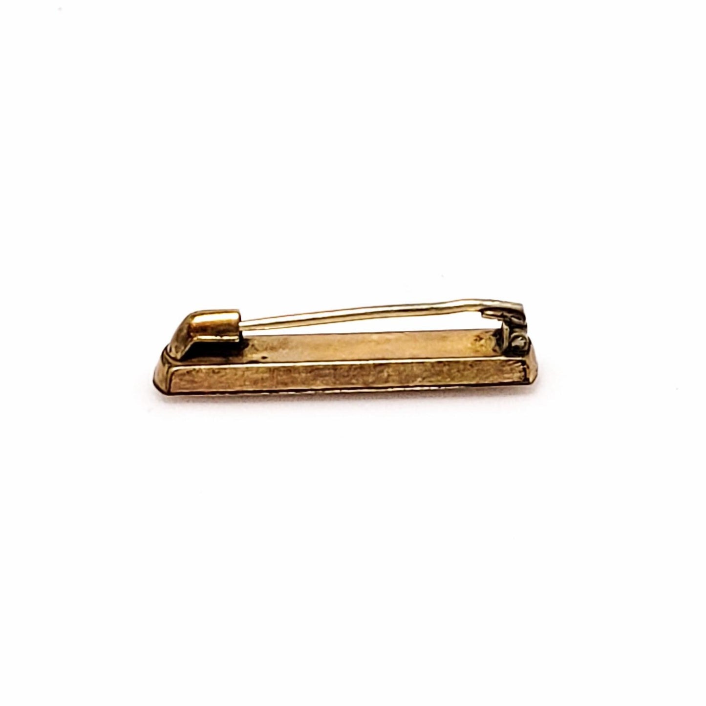 Antique Gold Tip Pin - Edwardian Yellow Gold Filled Tie Pin - Flower Etched Small Bar Pin Brooch - Floral Fathers Day Pin