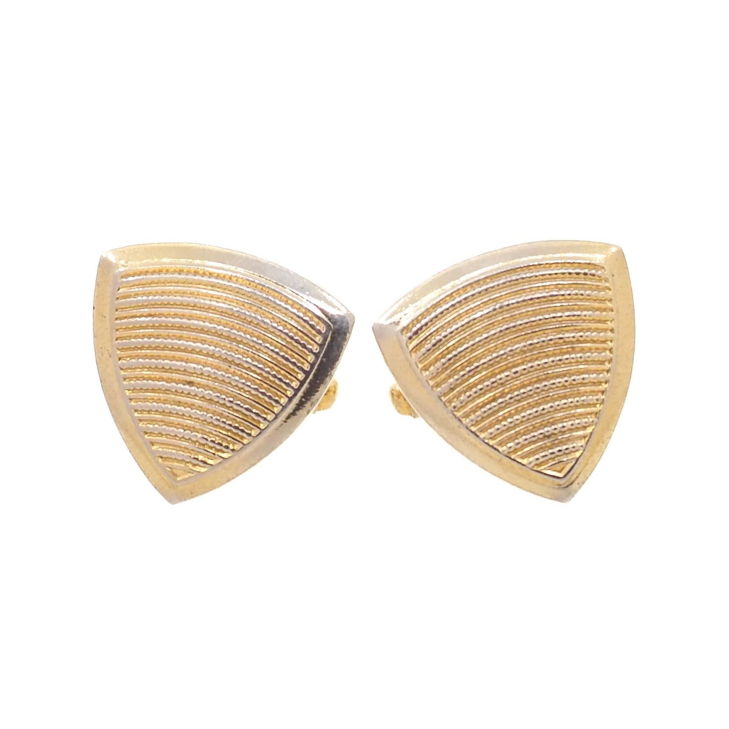 Vintage Gold Shield Cufflinks - 1960s Mid Century Modern Gold Tone Cuff links - Unisex Cufflinks with Torpedo Toggles - Suit and Tie