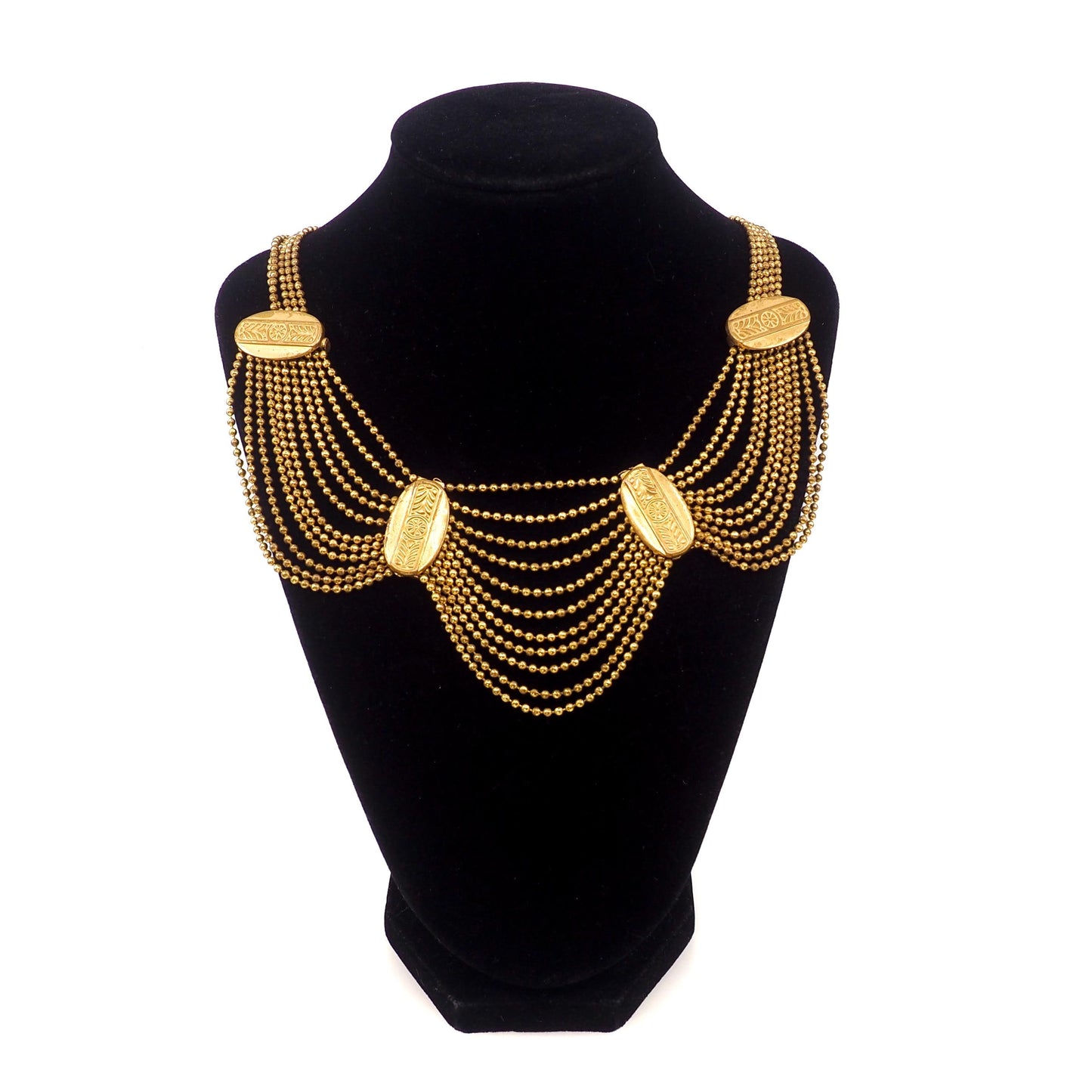 Antique 1900s Late Victorian Gold Filled Multi-Strand Festoon Choker 16" Necklace