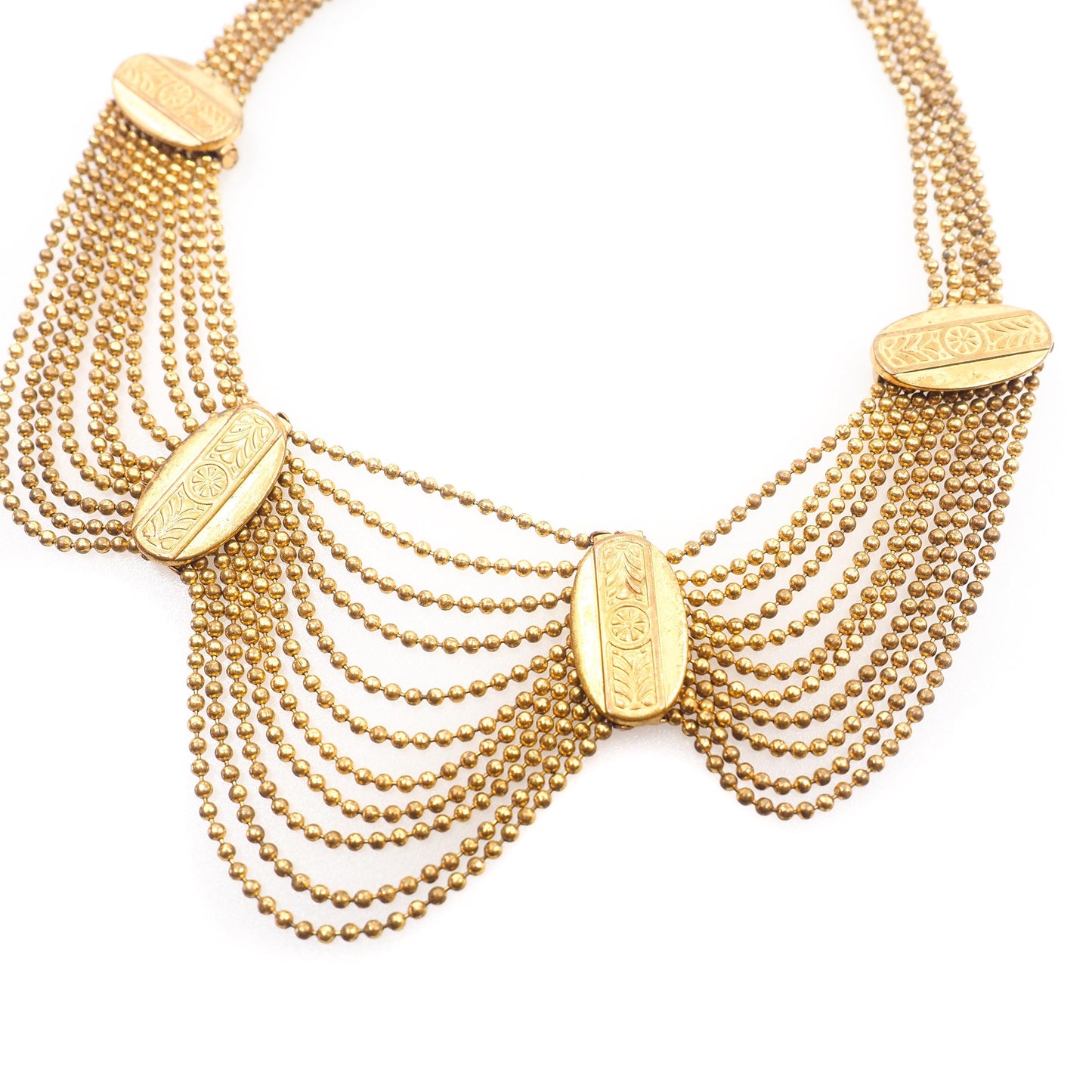 Antique 1900s Late Victorian Gold Filled Multi-Strand Festoon Choker 16" Necklace