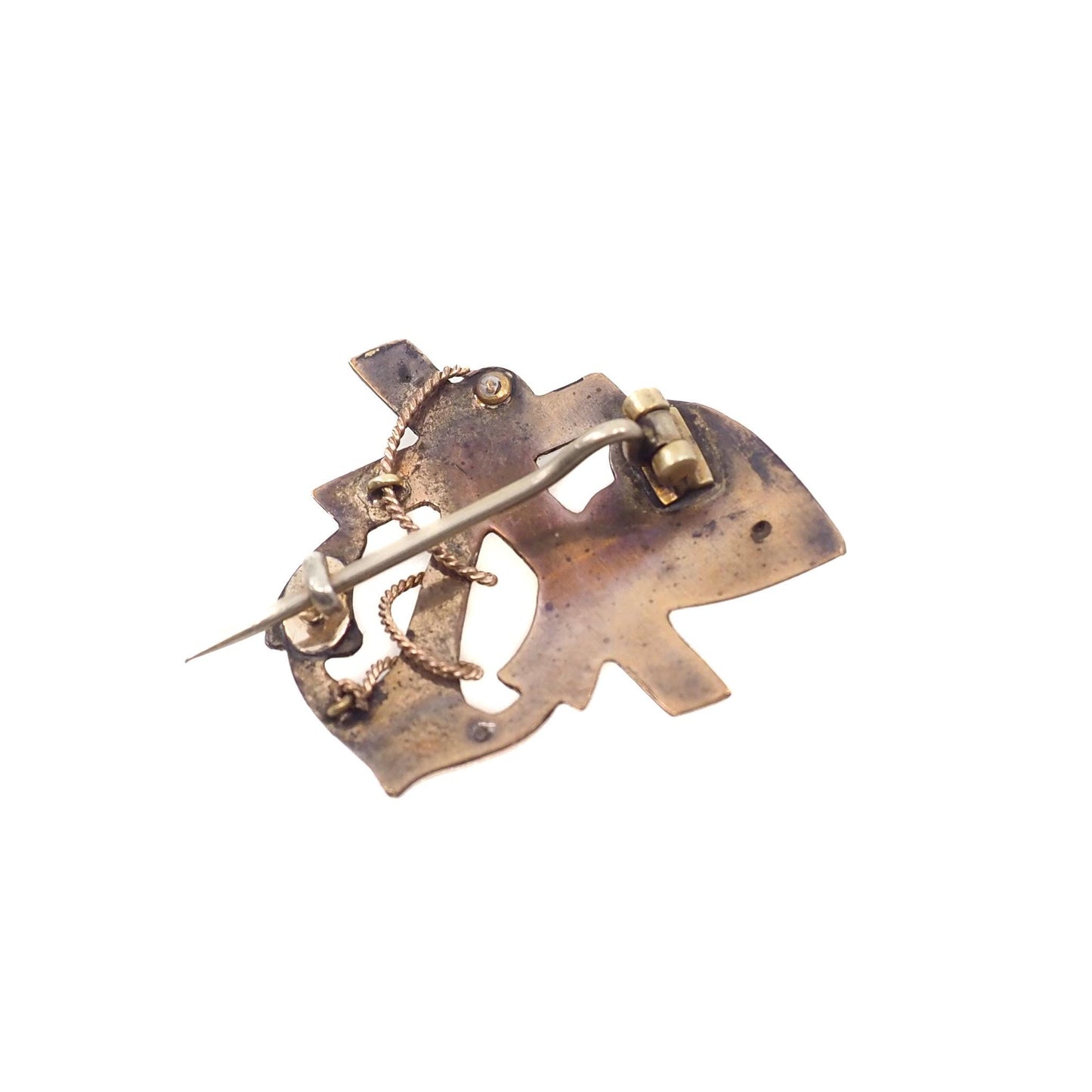 Antique 1890s Victorian Opal and Yellow Gold Filled Heart Faith, Hope, Love Brooch