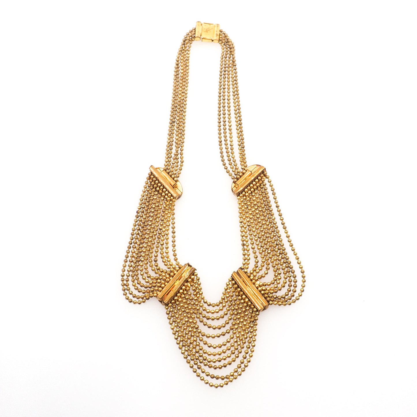 Antique 1900s Late Victorian Gold Filled Multi-Strand Festoon Choker 16" Necklace