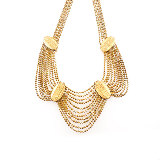Antique 1900s Late Victorian Gold Filled Multi-Strand Festoon Choker 16" Necklace