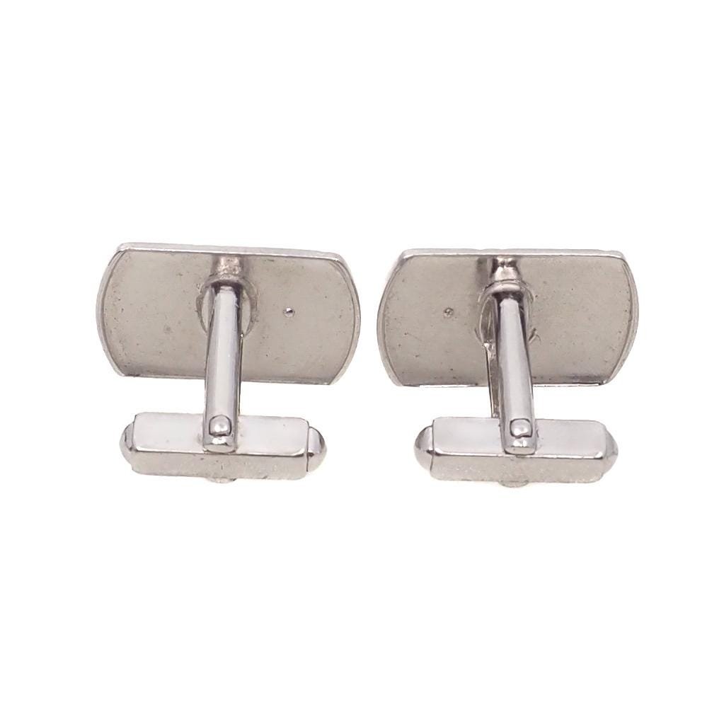 Vintage 1960s ANSON Silver Rectangle Mid-Century Modern Unisex Cufflinks - 60s Vintage Signed Silver Cuff Links