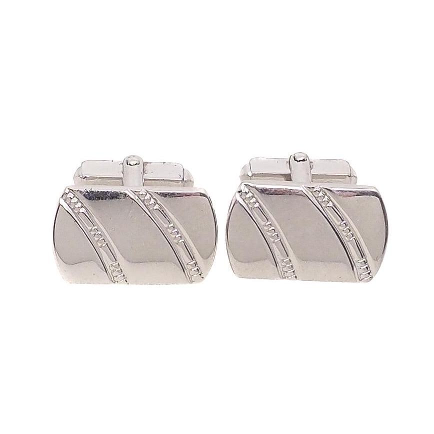 Vintage 1960s ANSON Silver Rectangle Mid-Century Modern Unisex Cufflinks - 60s Vintage Signed Silver Cuff Links