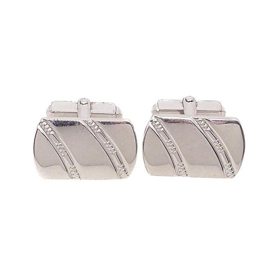 Vintage 1960s ANSON Silver Rectangle Mid-Century Modern Unisex Cufflinks