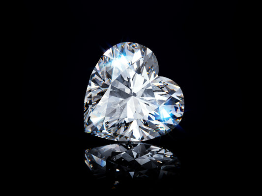 heart shaped diamond against black background