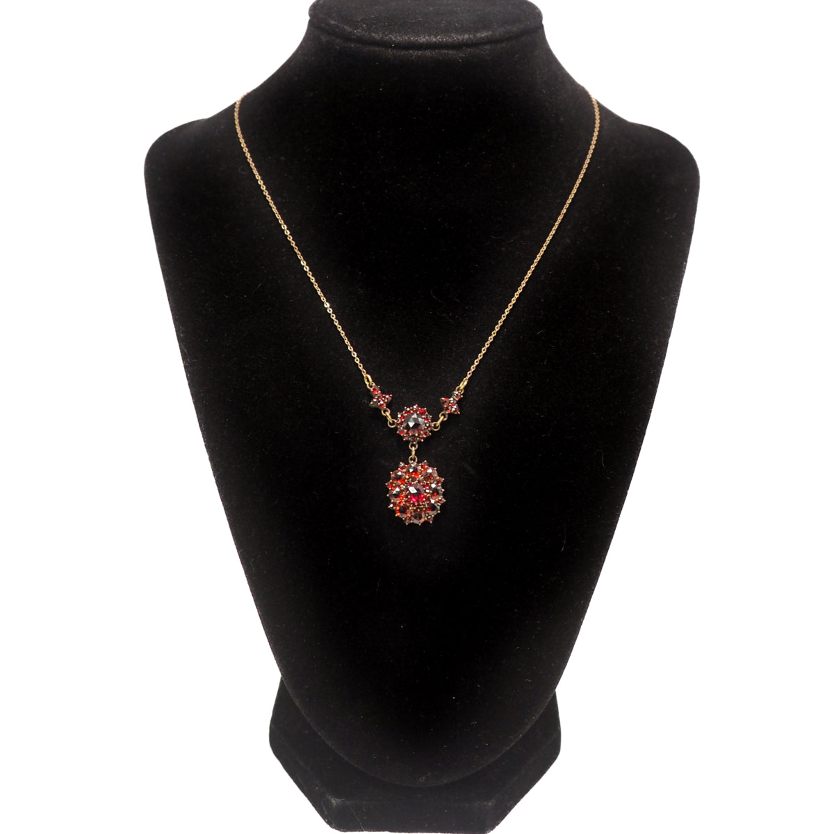 Antique 1910s Edwardian Rose Cut Bohemian Garnet and Pendant Choker 15.5" Necklace image 4