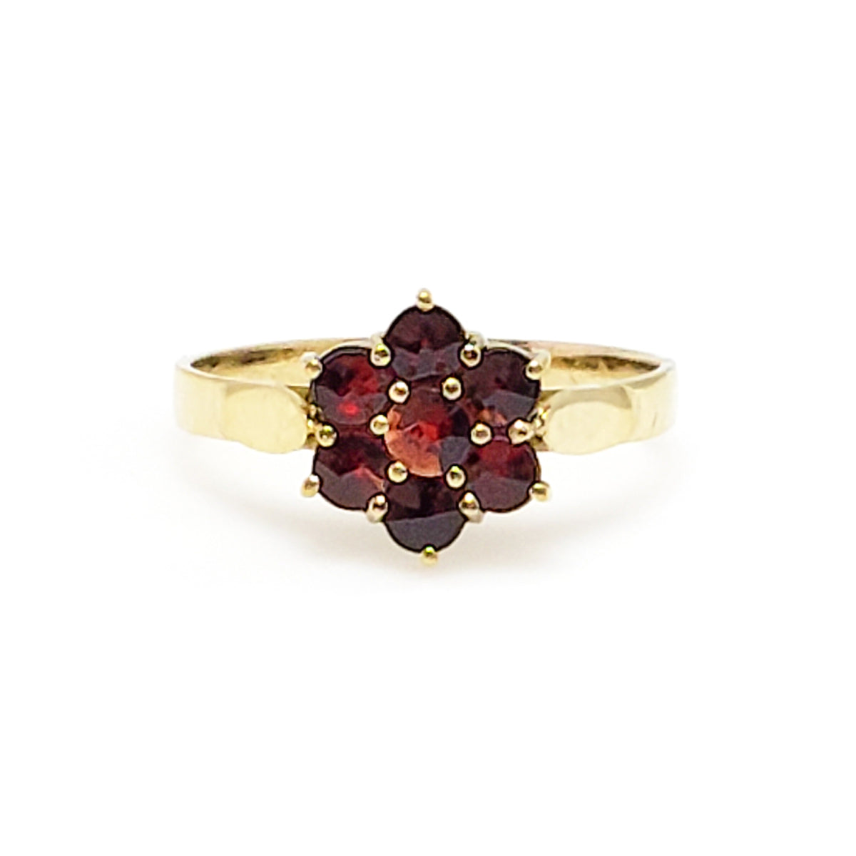 Vintage 1960s Rose Cut Pyrope Garnet and Gold Plated Sterling Silver Cluster Ring Size 7.5 image 0