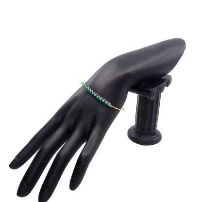 Antique 1880s Late Victorian Blue Turquoise and 18K Rose Gold Adjustable Bangle 6.75" Bracelet