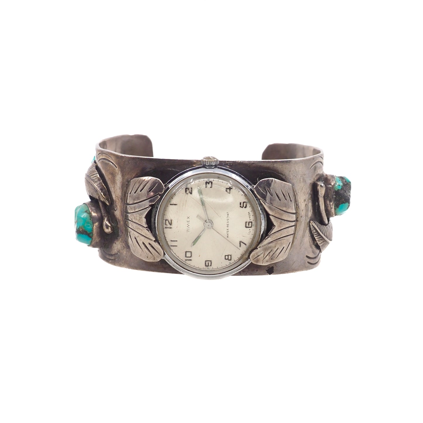 Vintage 1980s EFFIE Calavaza Zuni Native American Blue Turquoise and Sterling Silver Snake 8" Watch