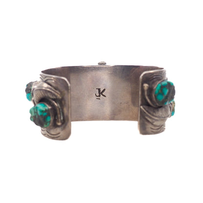 Vintage 1980s EFFIE Calavaza Zuni Native American Blue Turquoise and Sterling Silver Snake 8" Watch