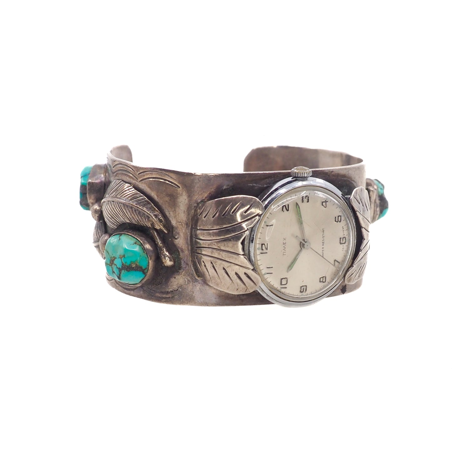 Vintage 1980s EFFIE Calavaza Zuni Native American Blue Turquoise and Sterling Silver Snake 8" Watch