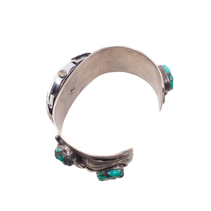 Vintage 1980s EFFIE Calavaza Zuni Native American Blue Turquoise and Sterling Silver Snake 8" Watch