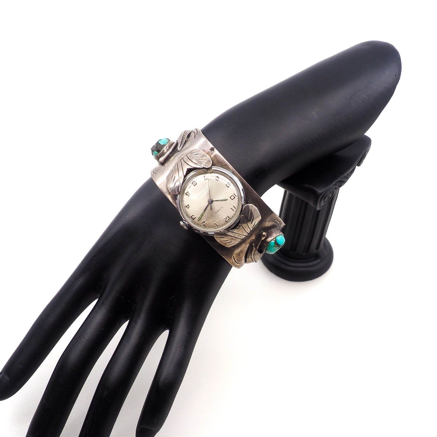 Vintage 1980s EFFIE Calavaza Zuni Native American Blue Turquoise and Sterling Silver Snake 8" Watch