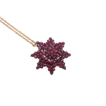 Antique 1890s Late Victorian Bohemian Garnet and Gilt Cluster 18" Necklace