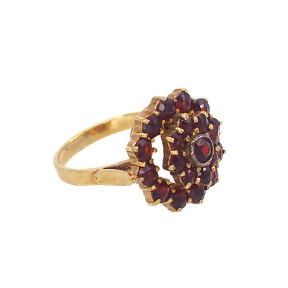 Vintage 1960s Pyrope Garnet Ring: Gold Washed Sterling Silver, Size 7.25