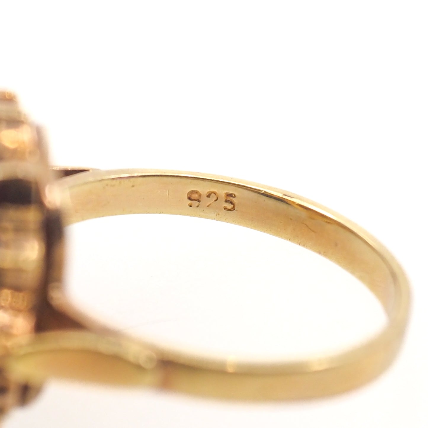 Vintage 1960s Pyrope Garnet Ring: Gold Washed Sterling Silver, Size 7.25