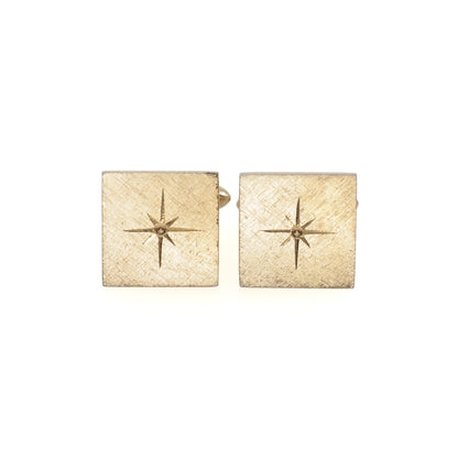 Vintage 1960s SWANK Mid Century Matte Star Gold Tone Cufflinks