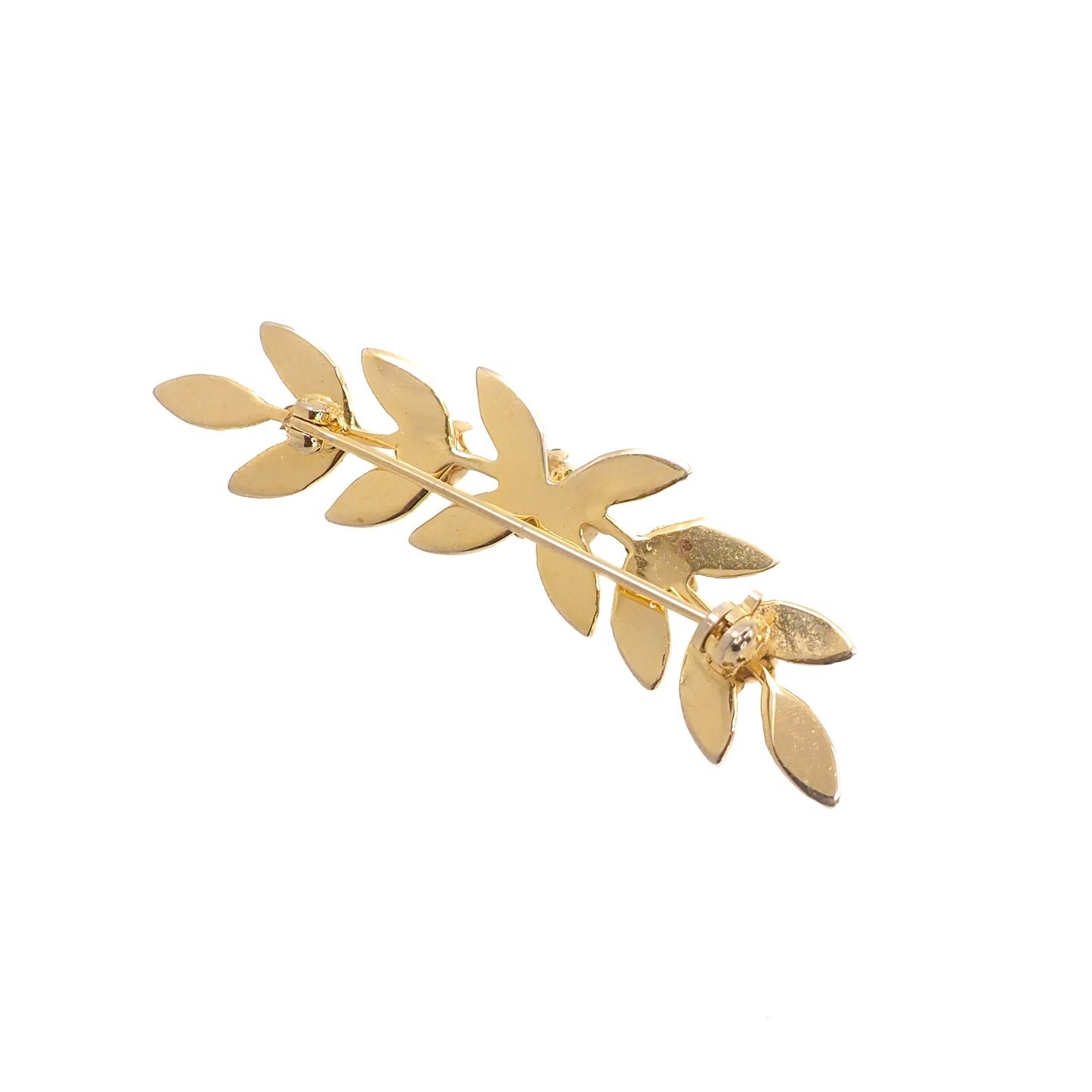 Vintage 1960s Cultured Japanese Akoya Pearl and Gold Plate Leaf Garland Brooch