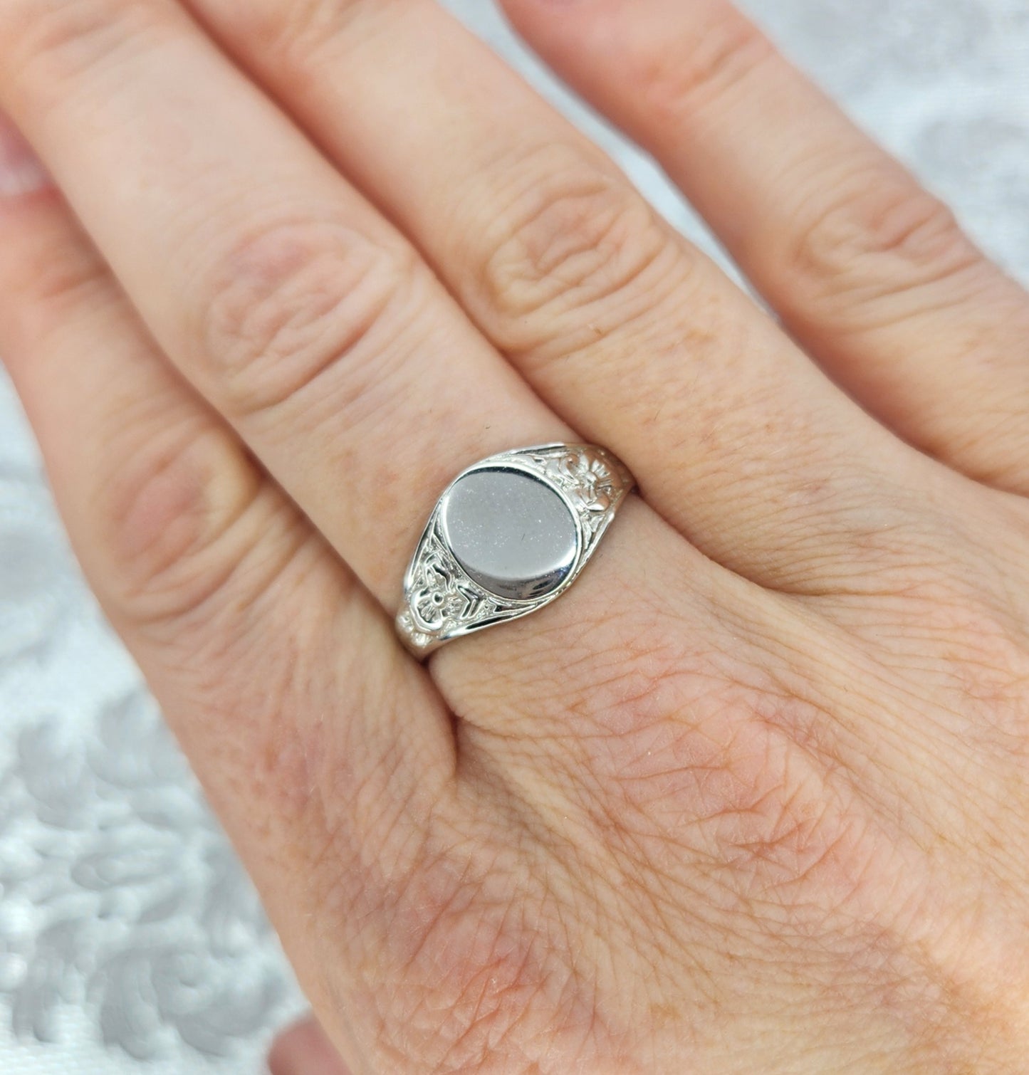 Vintage 1980s Sterling Silver Signet Ring Size 9.5