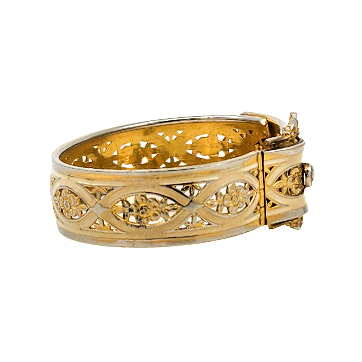 Vintage 1940s PLAINVILLE STOCK CO  Flower Gold Filled Buckle 6.75" Bracelet
