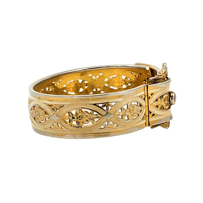 Vintage 1940s PLAINVILLE STOCK CO  Flower Gold Filled Buckle 6.75" Bracelet