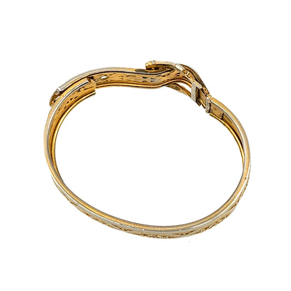Vintage 1940s PLAINVILLE STOCK CO  Flower Gold Filled Buckle 6.75" Bracelet