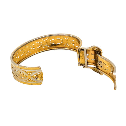 Vintage 1940s PLAINVILLE STOCK CO  Flower Gold Filled Buckle 6.75" Bracelet