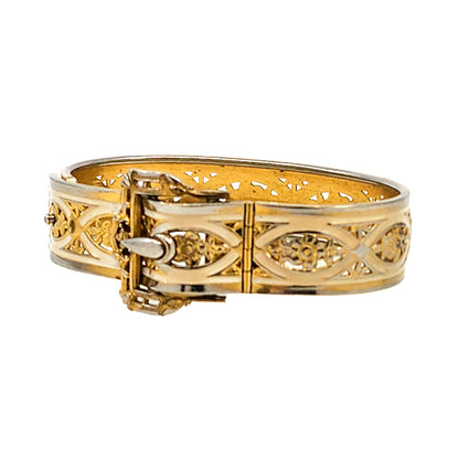 Vintage 1940s PLAINVILLE STOCK CO  Flower Gold Filled Buckle 6.75" Bracelet