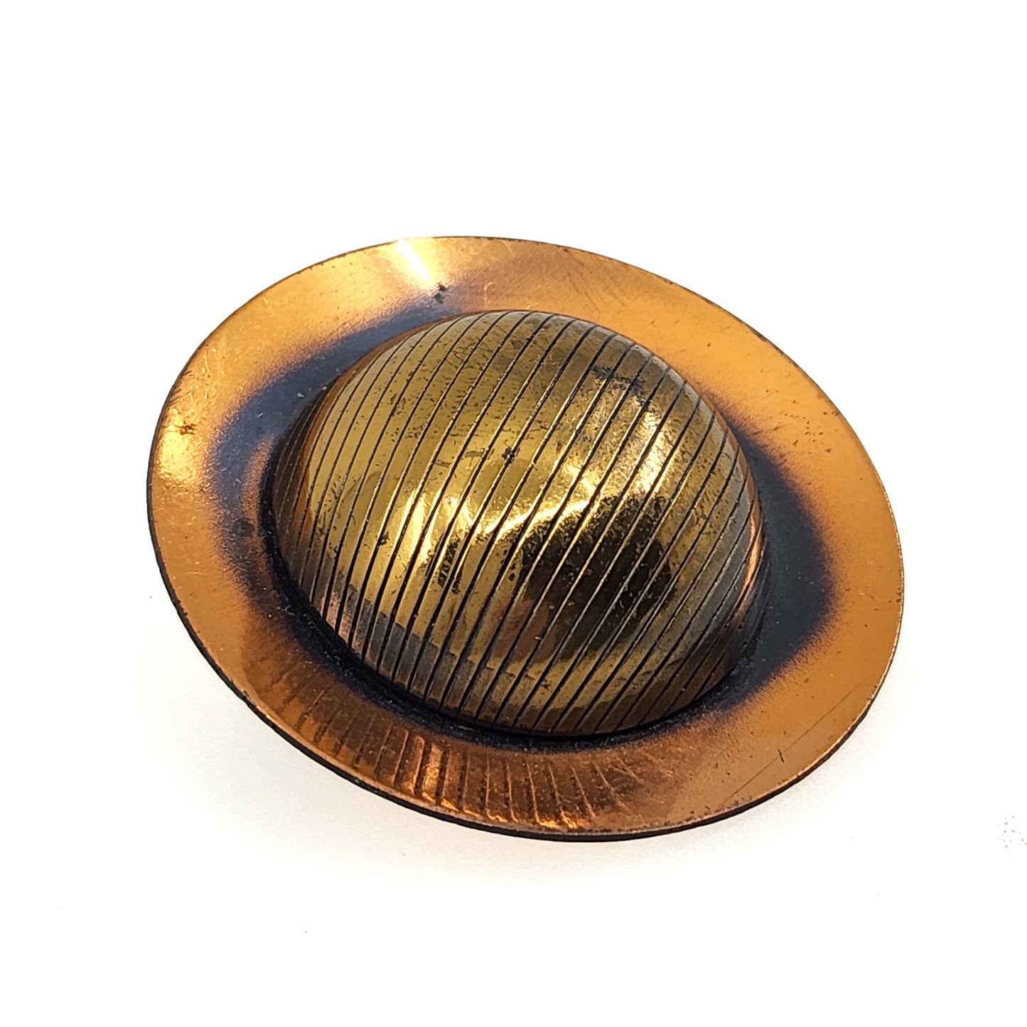Vintage 1960s Copper Mid-Century Round Brooch