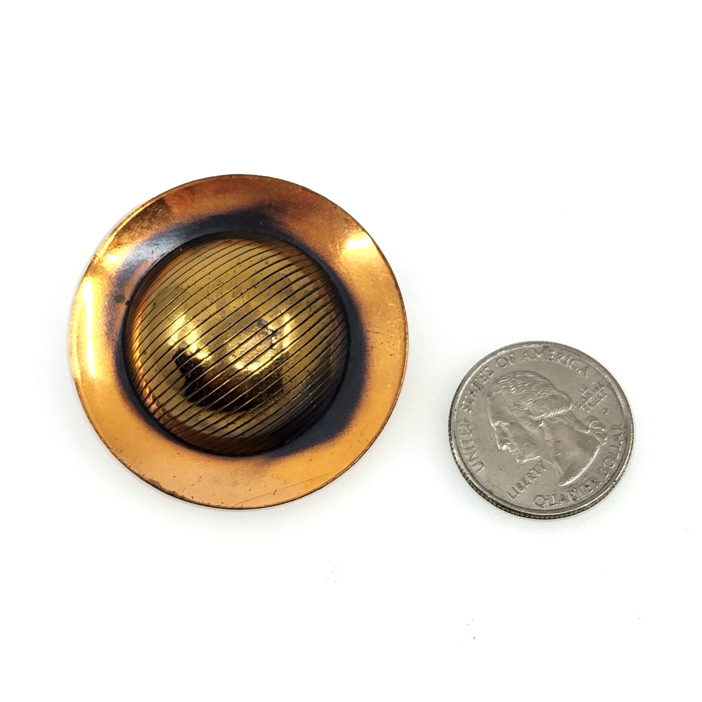 Vintage 1960s Copper Mid-Century Round Brooch