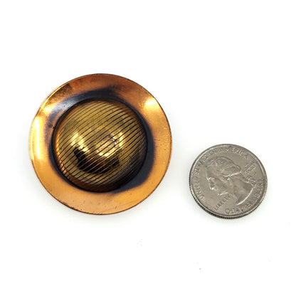 Vintage 1960s Copper Mid-Century Round Brooch