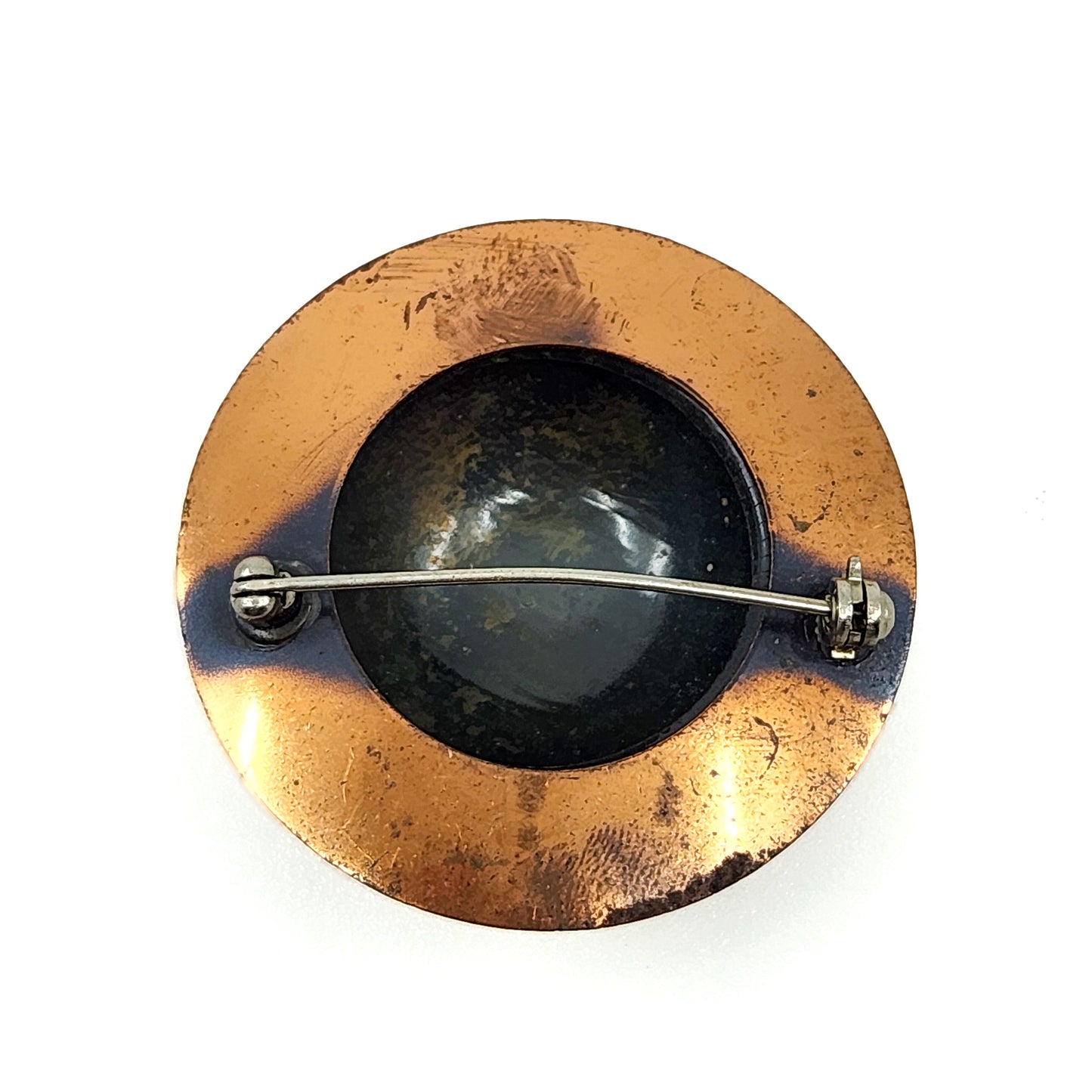 Vintage 1960s Copper Mid-Century Round Brooch