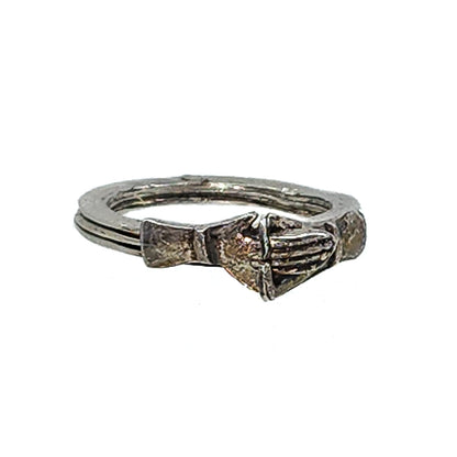 Vintage 1970s Sterling Silver Hands in Faith Engagement Fede Ring Size 6.5