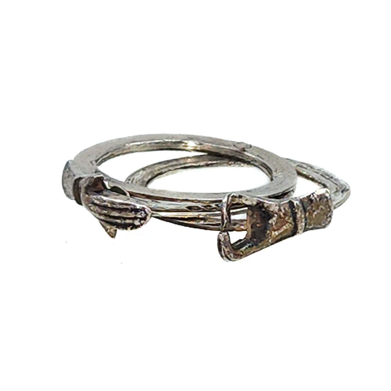 Vintage 1970s Sterling Silver Hands in Faith Engagement Fede Ring Size 6.5