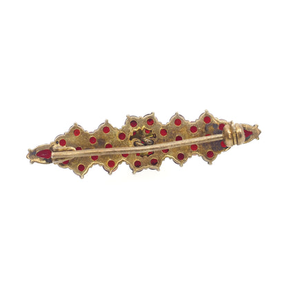 Vintage 1960s GRANAT TURNOV Red Bohemian Garnet Cluster Bar Pin Brooch