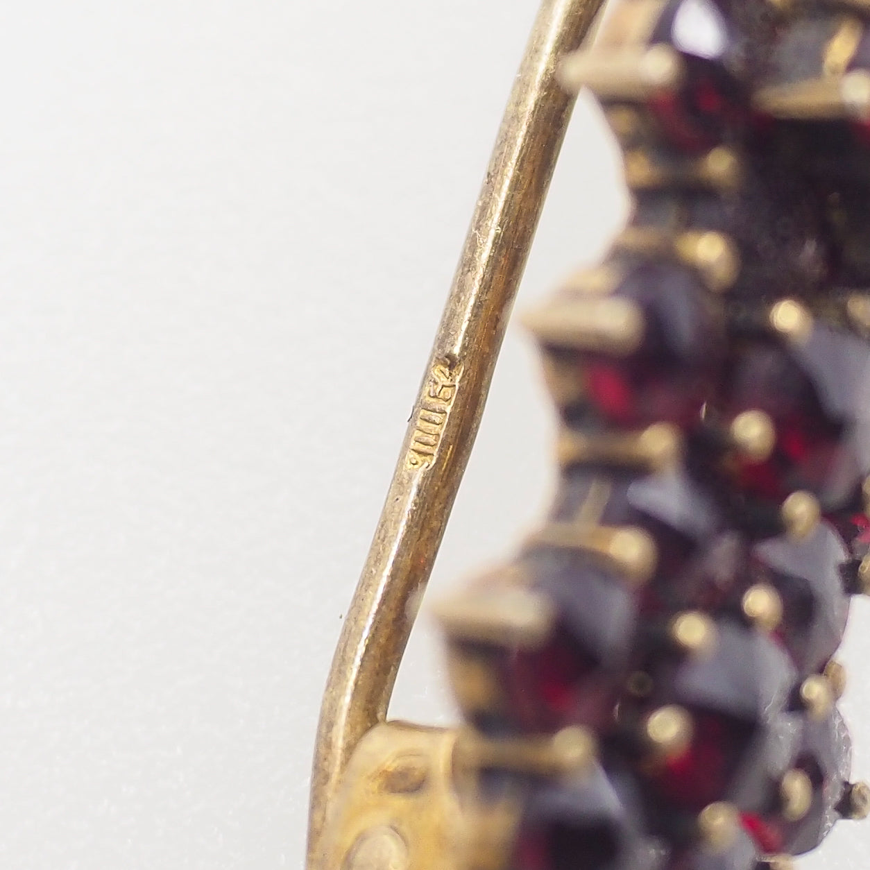 Vintage 1960s GRANAT TURNOV Red Bohemian Garnet Cluster Bar Pin Brooch