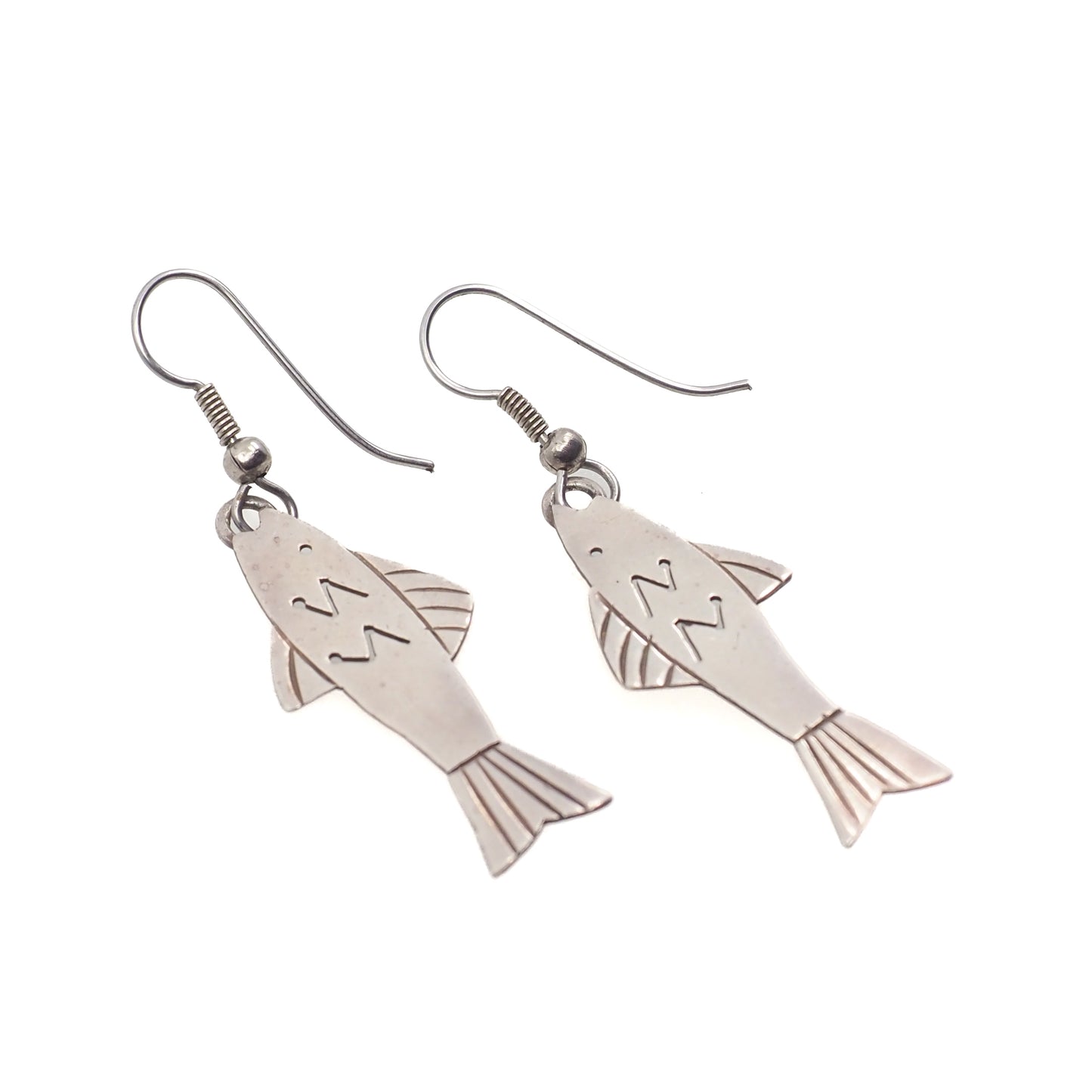 Vintage 1970s TAXCO Fish Sterling Silver Drop Earrings