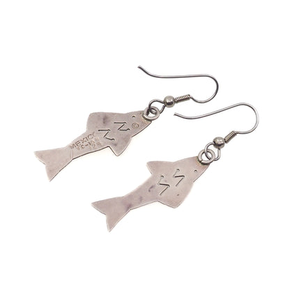 Vintage 1970s TAXCO Fish Sterling Silver Drop Earrings
