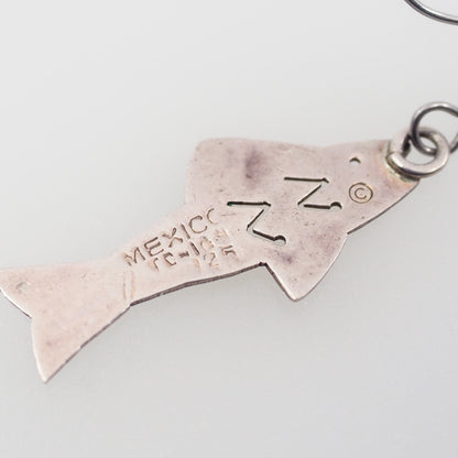 Vintage 1970s TAXCO Fish Sterling Silver Drop Earrings