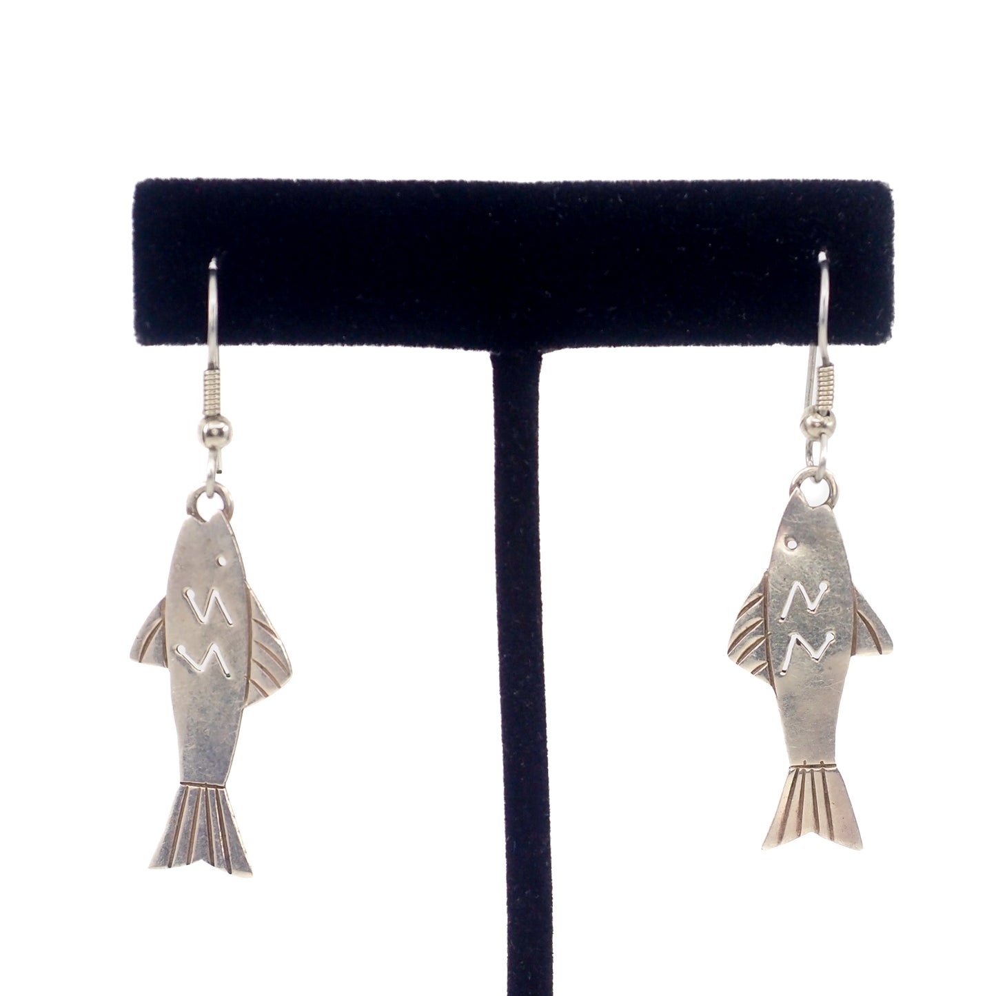 Vintage 1970s TAXCO Fish Sterling Silver Drop Earrings