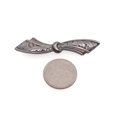 Vintage 1940s 835 Silver Bow Unisex Brooch
