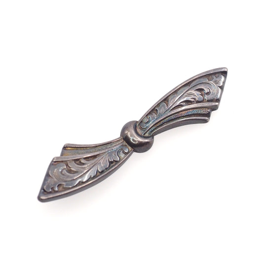 Vintage 1940s 835 Silver Bow Unisex Brooch