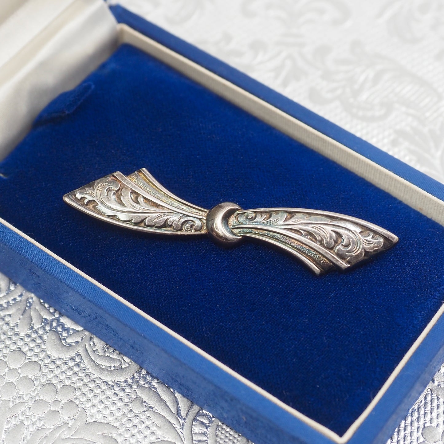 Vintage 1940s 835 Silver Bow Unisex Brooch
