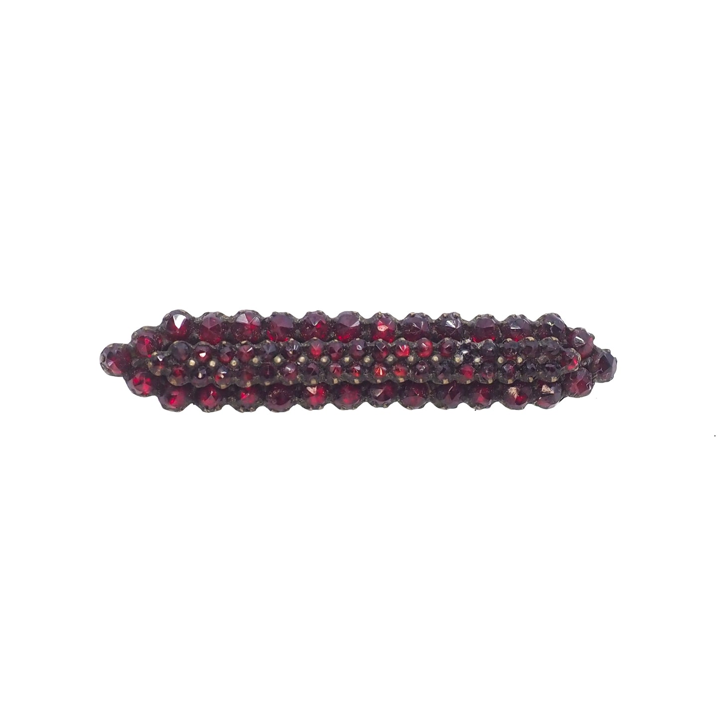 Red beaded hair clip on a white background
