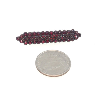 Antique 1920s Red Bohemian Garnet and Gilt Cluster Bar Pin Brooch