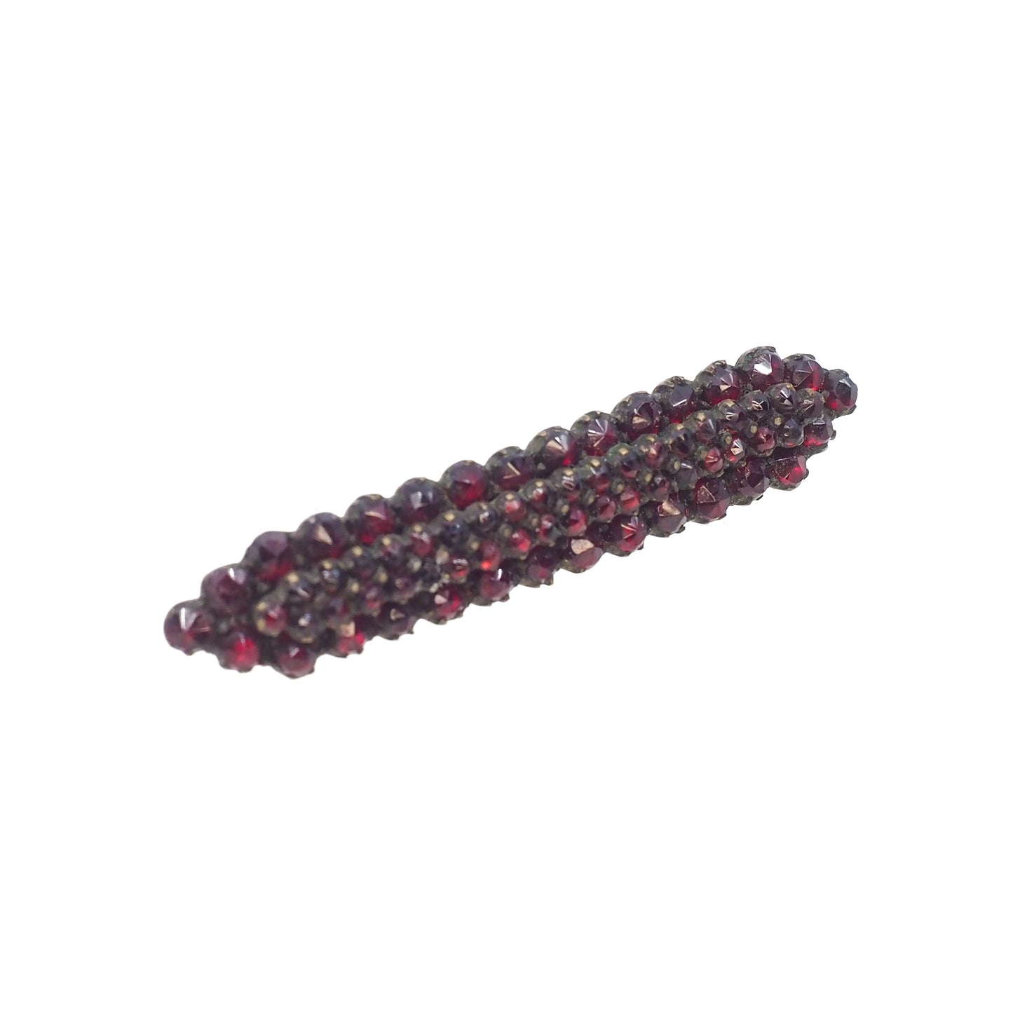 Antique 1920s Red Bohemian Garnet and Gilt Cluster Bar Pin Brooch